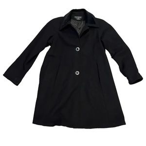 Vtg Donnybrook Women's Black Wool & Velvet Trimmed Dress Swing Coat Sz 10 EUC